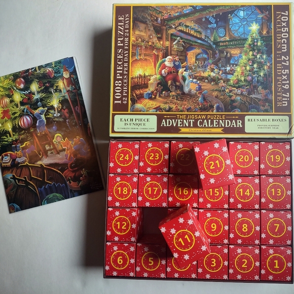 Jigsaw Puzzle Advent Calendar 1008 Pieces Puzzle 24 Days Christmas Old Man Santa - Picture 10 of 16